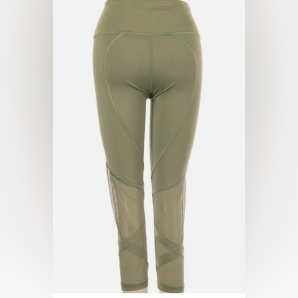 Victoria Secrets Size M Olive Green Mesh Panel Leggings - Picture 2 of 3